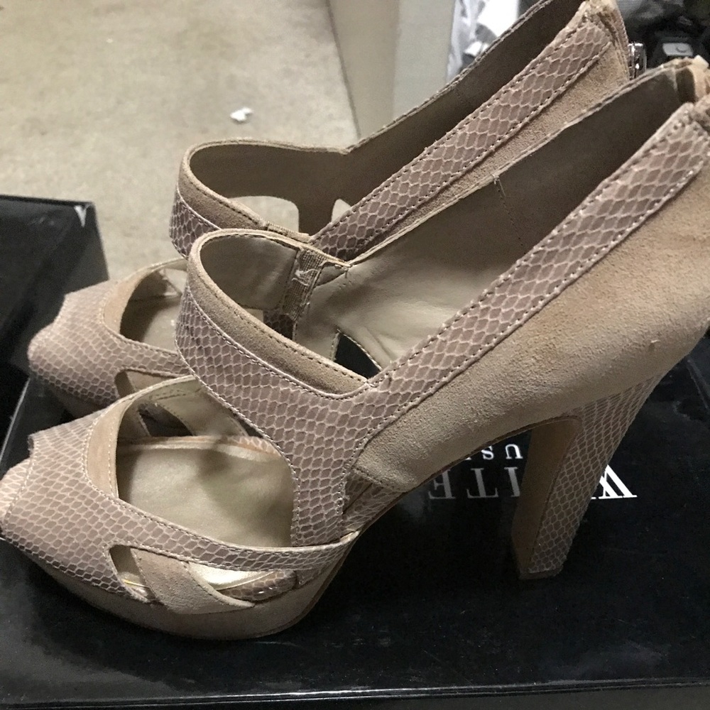Tallie natural suede open toe heel